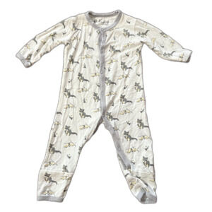 Kyte Baby Bamboo Snap Footie Sleeper‎ White Nocturnal Animal Print Size Newborn